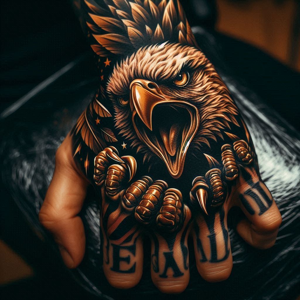 tattoo image of angry eagle made by karma tattooz, best tattoo studio in odisha