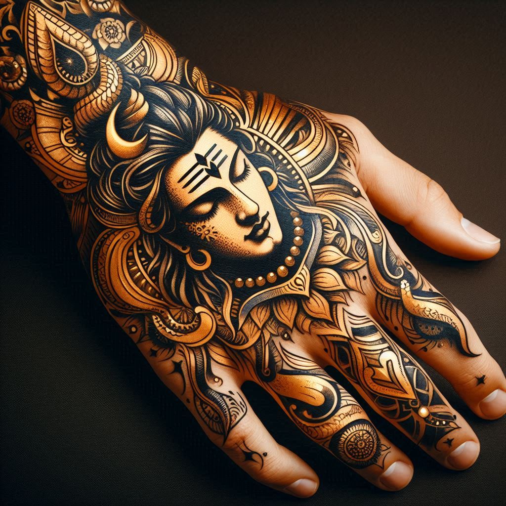 lord shiva tattoo image in hand by karma tattooz